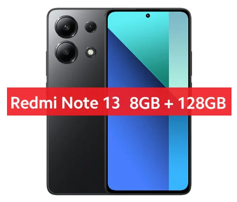 Smartphone Xiaomi Redmi-Note 13 com Display AMOLED, versão global, carregamento 33W, camera 108MP, 6GB, 128GB, 120Hz.