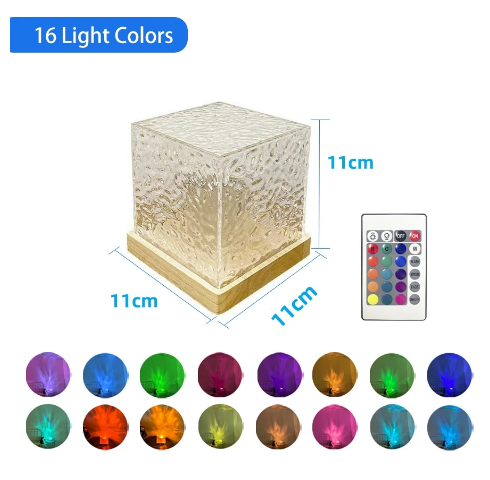 Cubo Projetor de Luzes Dinâmico feito de cristal, 3 Cores ou 16 Cores.