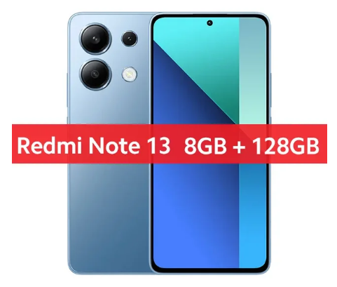 Smartphone Xiaomi Redmi-Note 13 com Display AMOLED, versão global, carregamento 33W, camera 108MP, 6GB, 128GB, 120Hz.