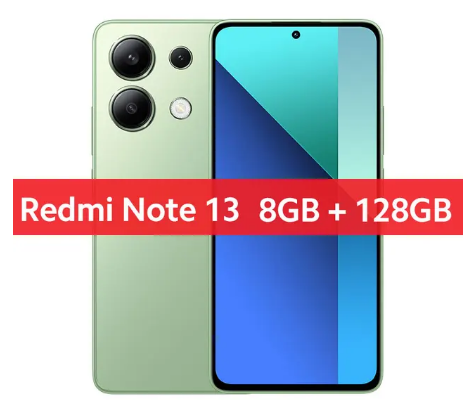 Smartphone Xiaomi Redmi-Note 13 com Display AMOLED, versão global, carregamento 33W, camera 108MP, 6GB, 128GB, 120Hz.