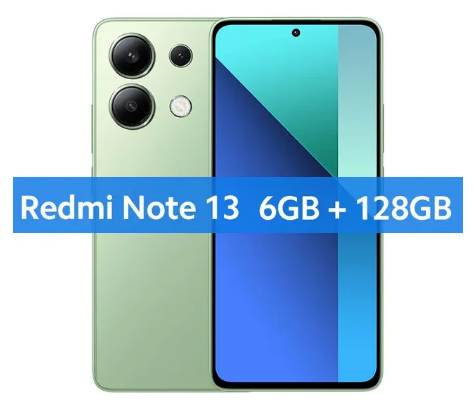 Smartphone Xiaomi Redmi-Note 13 com Display AMOLED, versão global, carregamento 33W, camera 108MP, 6GB, 128GB, 120Hz.