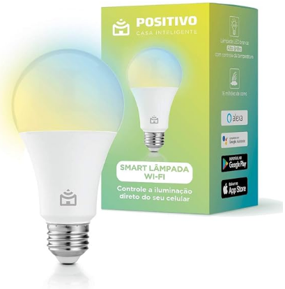 Lampada Inteligente Positivo Smart, até 16 milhões de Cores, 9W, 806 Lúmens, LED, Bivolt, Compatível com Alexa e Google Assistente.