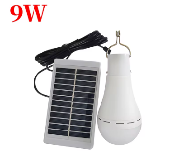 Lâmpada com Placa de Energia Solar  Portátil, Impermeável, Luz de Emergência, 7 e 9W. Com Controle Remoto