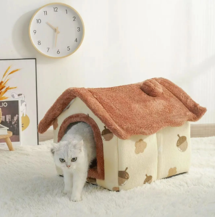 Casinha para cães e gatos, novo sono profundo conforto no inverno para cães e gatos, ninho caverna aconchegante indoor cama gato