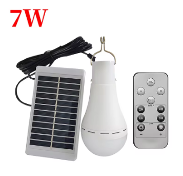 Lâmpada com Placa de Energia Solar  Portátil, Impermeável, Luz de Emergência, 7 e 9W. Com Controle Remoto