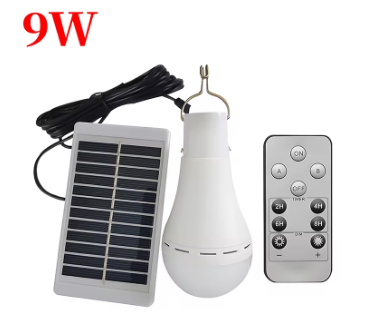 Lâmpada com Placa de Energia Solar  Portátil, Impermeável, Luz de Emergência, 7 e 9W. Com Controle Remoto