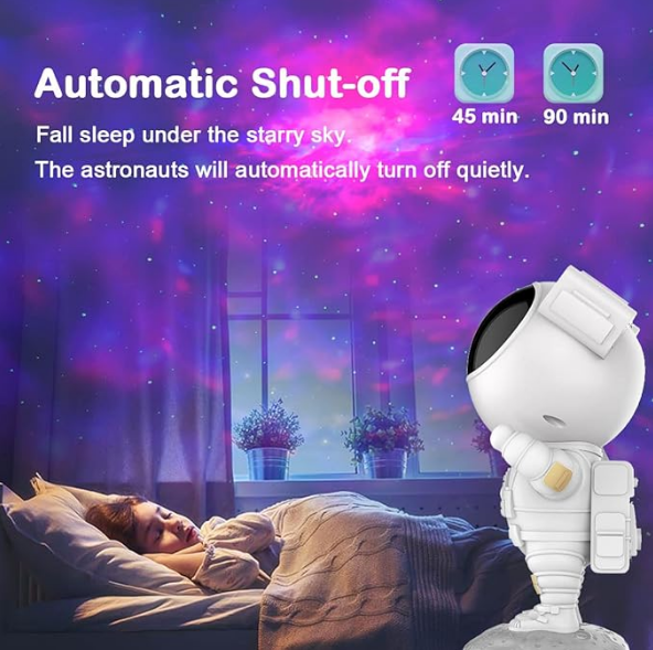 Projetor de luz de galáxia astronauta, projetor Space Buddy. Luz noturna para quarto com controle remoto e temporizador, projetor de estrelas no teto Astro