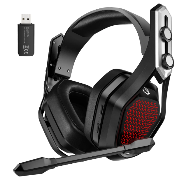 Fone de ouvido com microfone com cancelamento de ruído, Mpow-Iron Pro Wireless Gaming Headset USB, 3D Surround, Reprodução de 20h.